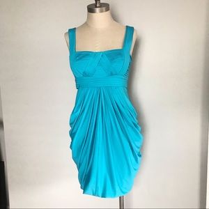 BCBG MAXAZRIA turquoise draped dress size S